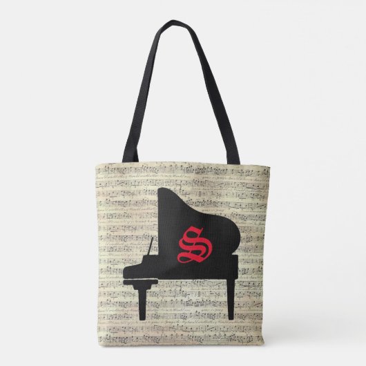 Muziek Notitie Canvas tas Piano Muziek Thema (Achterkant)