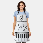 Muziek notitie piano toetsenbord zwart-wit schort (Gedragen)