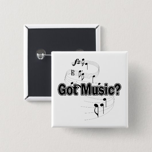 Muziek (notities) vierkante button 5,1 cm (Voorkant /achterkant)