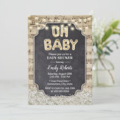 Muziek Oh Baby shower Rustic Baby's Breath Floral Kaart (Staand voorkant)