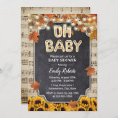 Muziek Oh Baby shower Rustic Fall Leaves Sunflower Kaart (Voorkant / Achterkant)