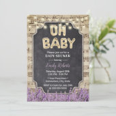 Muziek Oh Baby shower Rustic Lavender Floral Kaart (Staand voorkant)