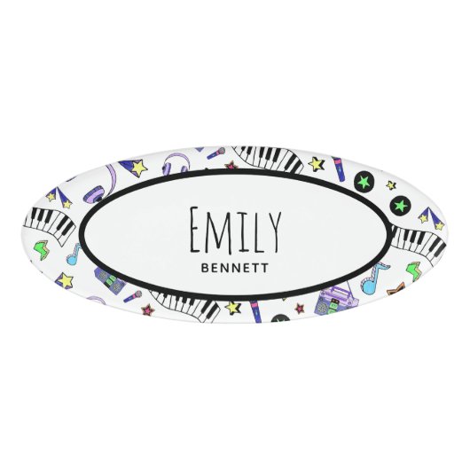 Muziek omhoog zetten naambadge (Voorkant)