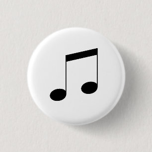Muziek One Black Beam Note, Ronde Button 3,2 Cm