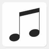 Muziek One Black Beam Note, Vierkante Sticker (Voorkant)