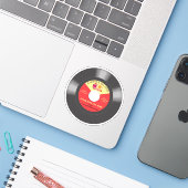 Muziek oorworm 45 vinyl plaat single gepersonalise sticker (Laptop met iPhone)