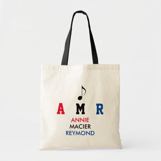 muziek op maat / monogrammen / aangepaste initiale tote bag (Voorkant)
