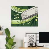 Muziek op mondharmonica poster (Thuiskantoor)
