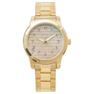 Muziek op pagina's met een trombone horloge