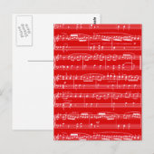 muziek op rode vellen briefkaart (Voorkant / Achterkant)