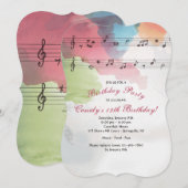 Muziek op Waterverf Paper Invitation Kaart (Voorkant / Achterkant)