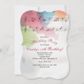 Muziek op Waterverf Paper Invitation Kaart (Voorkant)