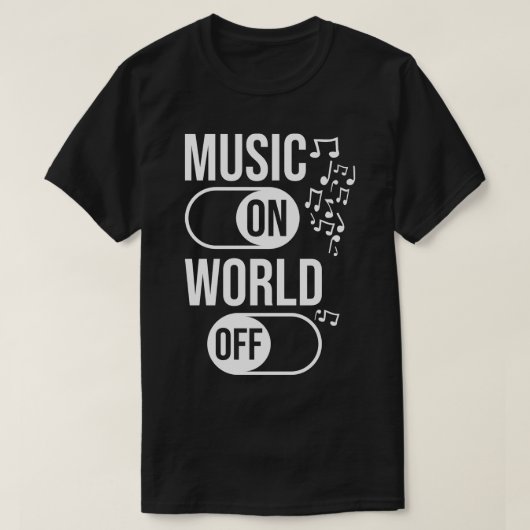 Muziek op wereld uit t-shirt (Design voorkant)