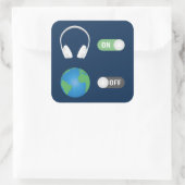 Muziek op wereld uit vierkante sticker (Tas)