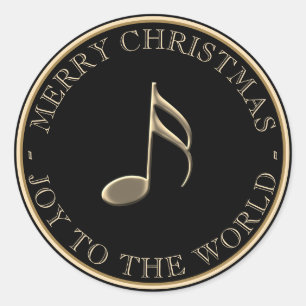 Muziek Opmerking Metallic Gold Black Holiday Envel Ronde Sticker