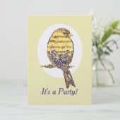 Muziek Opmerking Vogel Thema Verjaardag Custom Inv Kaart (Staand voorkant)