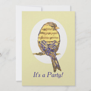 Muziek Opmerking Vogel Thema Verjaardag Custom Inv Kaart