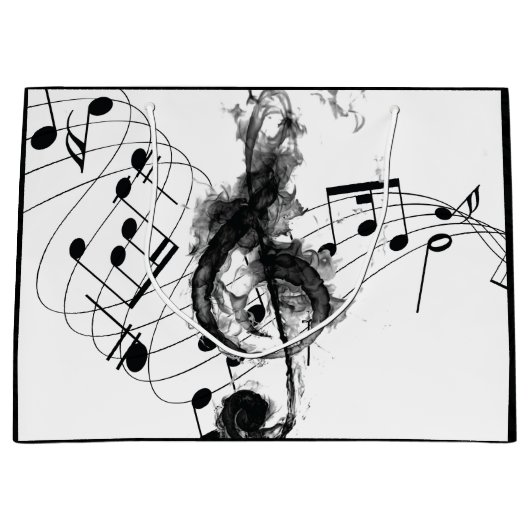 Muziek Opmerking zwart-witte rook Groot Cadeauzakje (Voorkant)