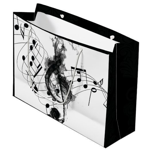 Muziek Opmerking zwart-witte rook Groot Cadeauzakje (Voorkant Gekanteld)