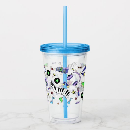 Muziek opvijzelen acryl drinkbeker (Voorkant)