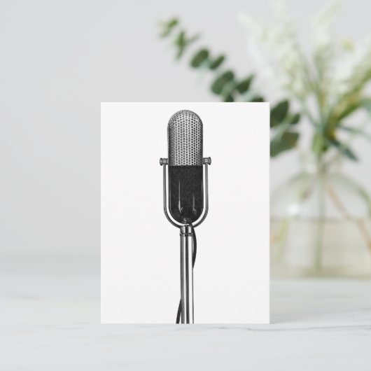 muziek, oude, gefashioned Retro-microfoon Briefkaart (Staand voorkant)