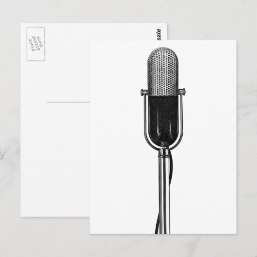 muziek, oude, gefashioned Retro-microfoon Briefkaart (Voorkant / Achterkant)