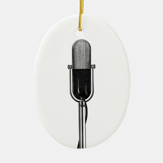  muziek, oude, gefashioned Retro-microfoon Keramisch Ornament (Voorkant)