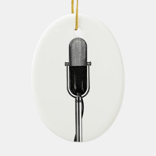 muziek, oude, gefashioned Retro-microfoon Keramisch Ornament (Achterkant)