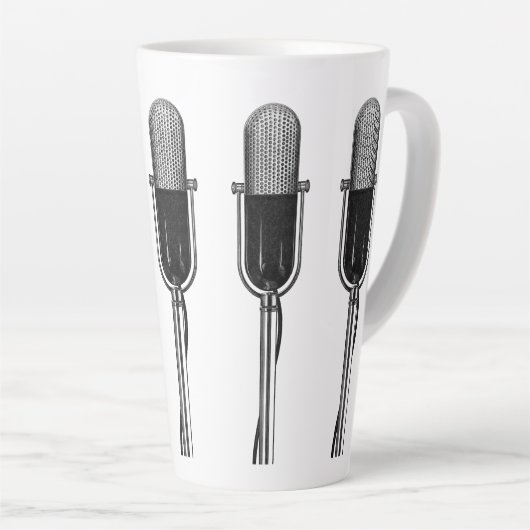 muziek, oude, gefashioned Retro-microfoon Latte Mok (Rechterhoek)