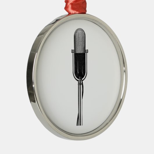  muziek, oude, gefashioned Retro-microfoon Metalen Ornament (Rechts)