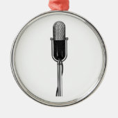  muziek, oude, gefashioned Retro-microfoon Metalen Ornament (Voorkant)