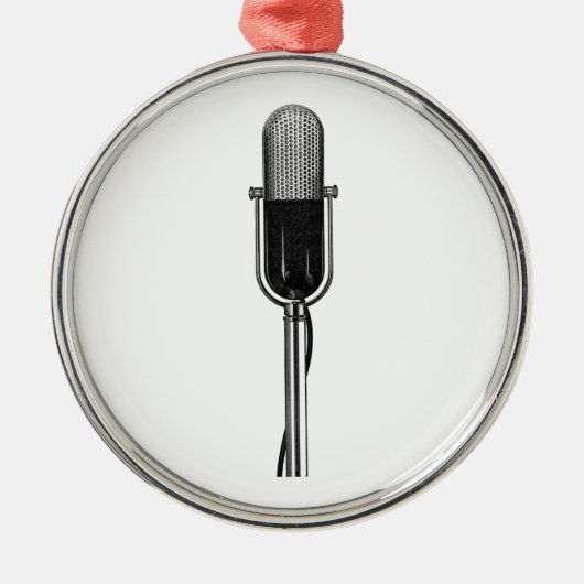  muziek, oude, gefashioned Retro-microfoon Metalen Ornament (Voorkant)