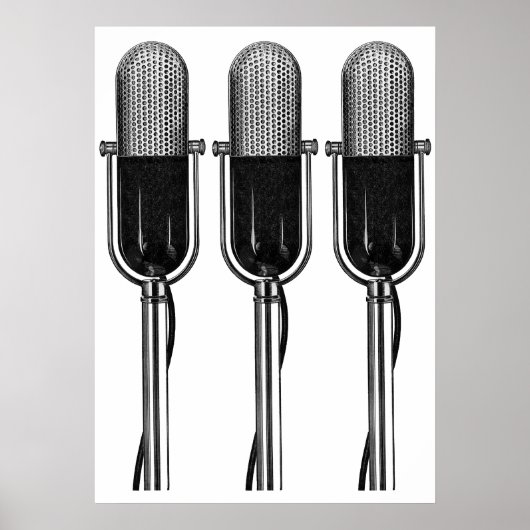 muziek, oude, gefashioned Retro-microfoon Poster (Voorkant)