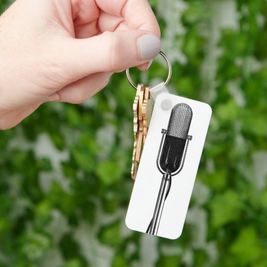 muziek, oude, gefashioned Retro-microfoon Sleutelhanger (Hand)