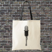 muziek, oude, gefashioned Retro-microfoon Tote Bag