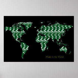 muziek over de hele wereld , map poster
