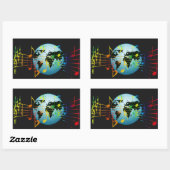 Muziek over de hele wereld rechthoekige sticker (Vel)