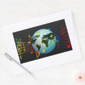 Muziek over de hele wereld rechthoekige sticker (Envelop)