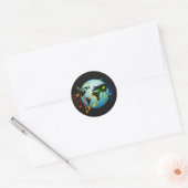 Muziek over de hele wereld ronde sticker (Envelop)