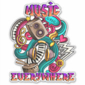 Muziek Overal Graffiti Art voor muziekliefhebbers Sticker (Voorkant)