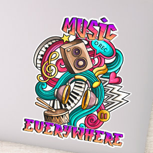 Muziek Overal Graffiti Art voor muziekliefhebbers Sticker