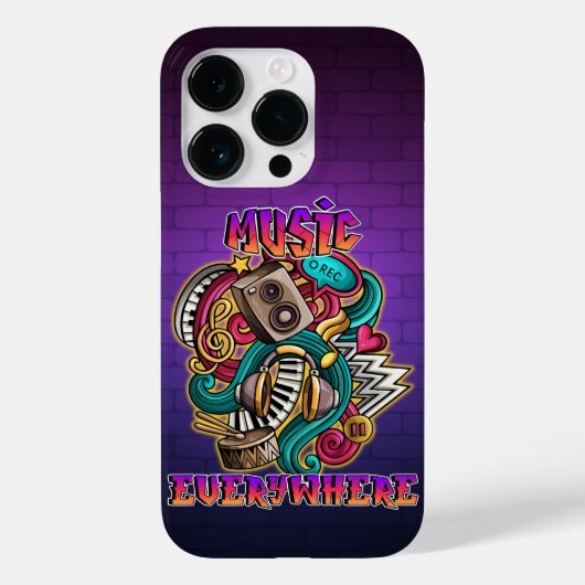 Muziek overal graffiti Case-Mate iPhone case (Achterkant)