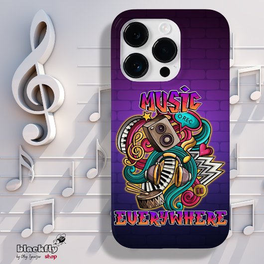 Muziek overal graffiti Case-Mate iPhone case