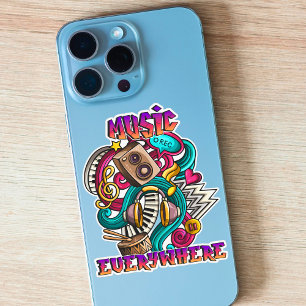Muziek Overal Graffiti Kunst voor Muziek Liefhebbe Sticker