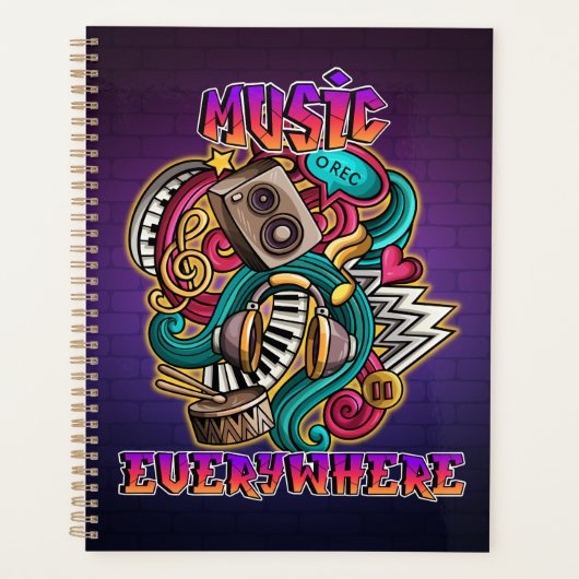Muziek overal graffiti planner (Voorkant)