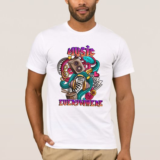 Muziek overal graffiti t-shirt (Voorkant)