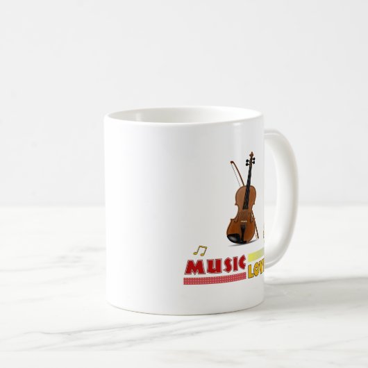 Muziek overtreft Violin Word Art Design Koffiemok (Voorkant rechts)