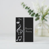 Muziek overvalt diamantshimmer op zwart huwelijk informatiekaartje (Staand voorkant)
