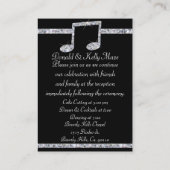 Muziek overvalt diamantshimmer op zwart huwelijk informatiekaartje (Achterkant)