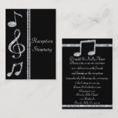 Muziek overvalt diamantshimmer op zwart huwelijk informatiekaartje (Voorkant / Achterkant)